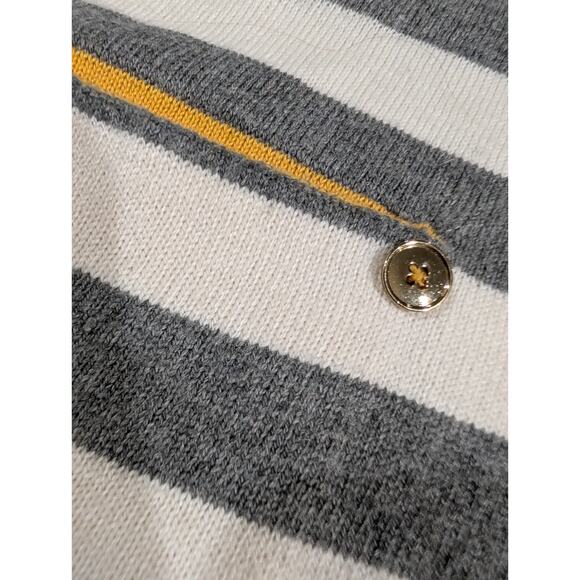 Democracy Women’s Sweater Preppy Striped Shirt Size Large Elbow Patch Yellow EUC - Picture 11 of 14